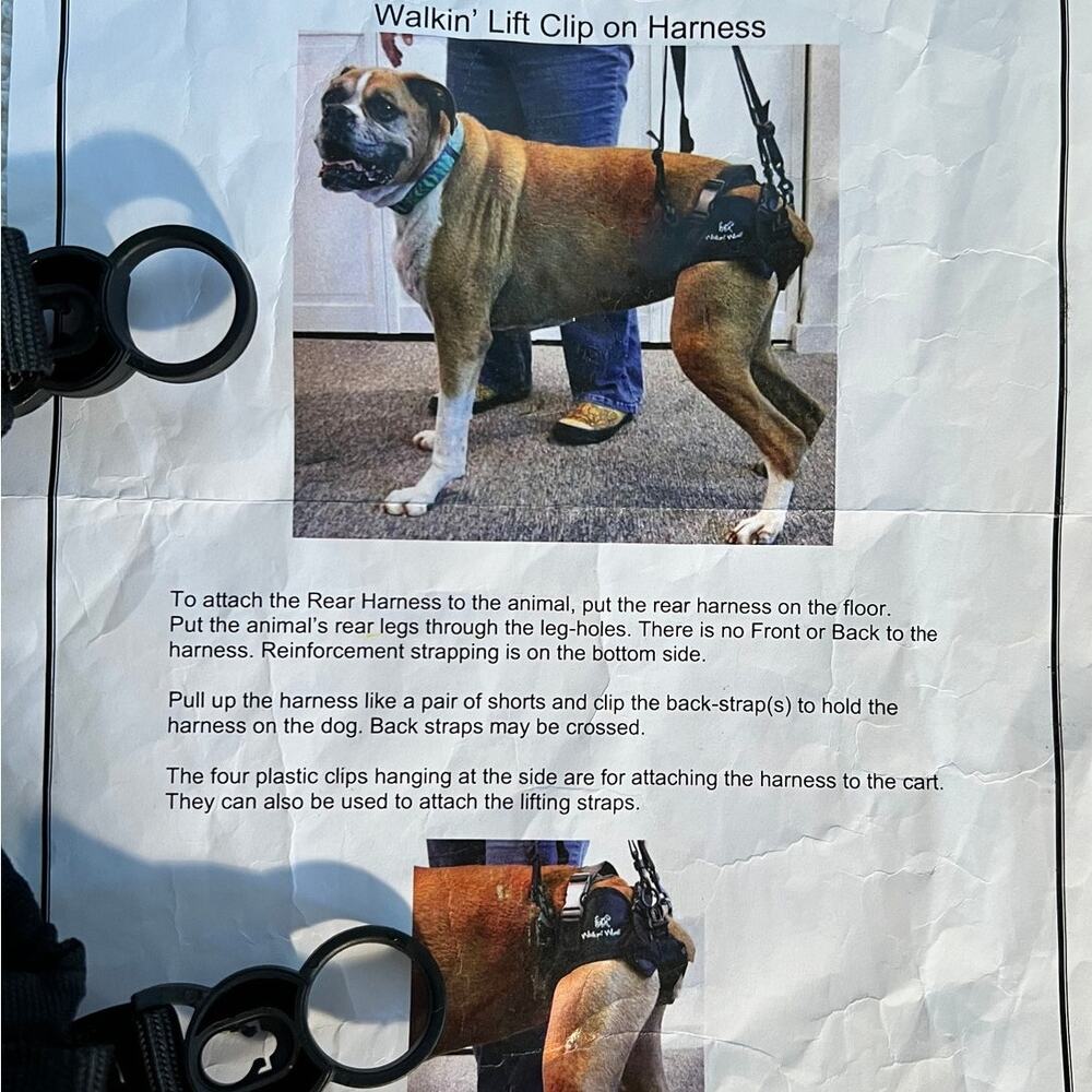 Walkin’ Lift Clip-on Harness rear-leg mobility lifting handicapped pets. XSmall - Picture 2 of 11